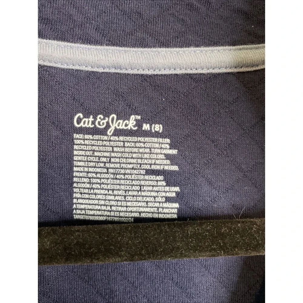 Cat & Jack Boys M 8 Navy Blue Quilted Half Zip Pullover Jacket